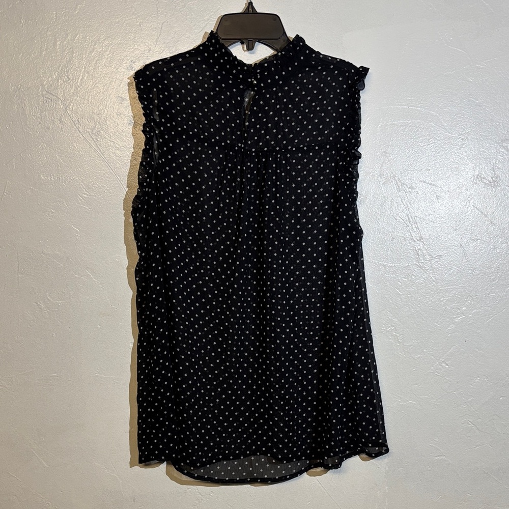 Who What Wear Black and White Polka Dot Blouse